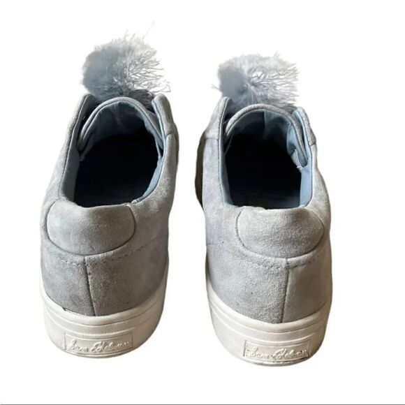 Steve Madden Bryanne Fluff Ball Platform Slip On Sneakers, Grey Multi Suede 9 - Picture 4 of 10